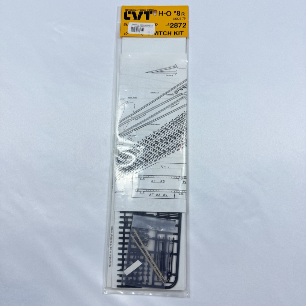 Central Valley Model Works 2872 HO Scale #8R Curvable Switch Kit Code 70 Black